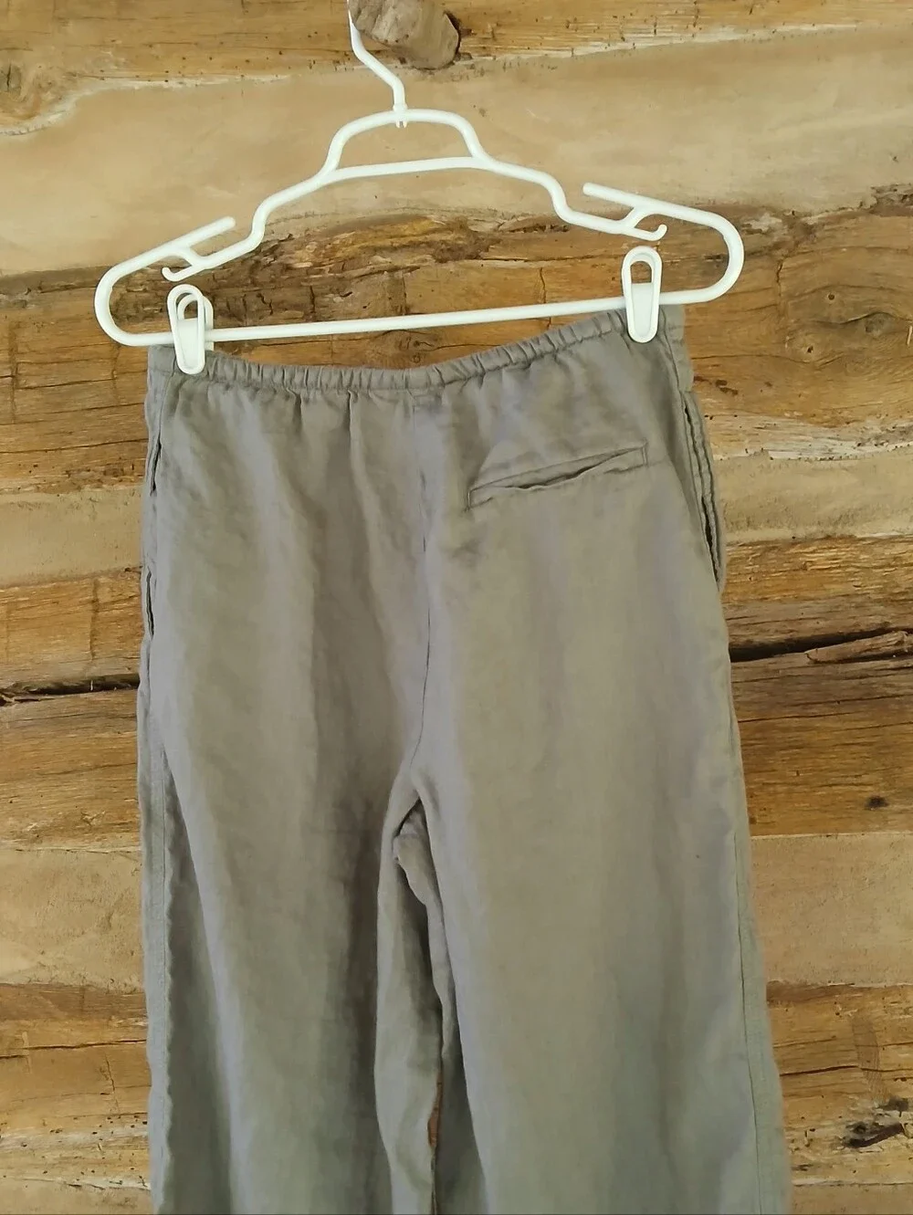Zara Gray Mid Rise Drawstring Wide Leg Linen Pants Small